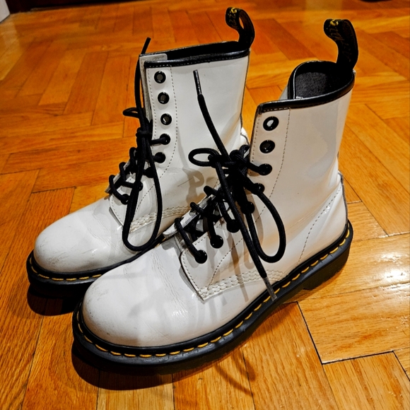 Dr. Martens Shoes - Dr. Martens White Leather Boots
